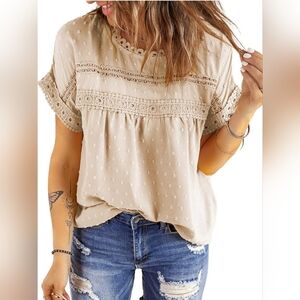 Womens lace crochet chiffon blouse size Small